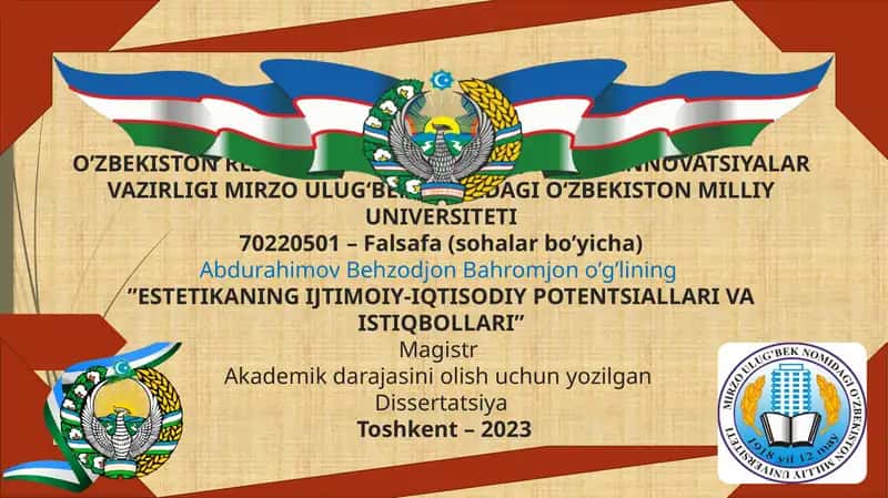 ESTETIKANING IJTIMOIY-IQTISODIY POTENTSIALLARI VA ISTIQBOLLARI