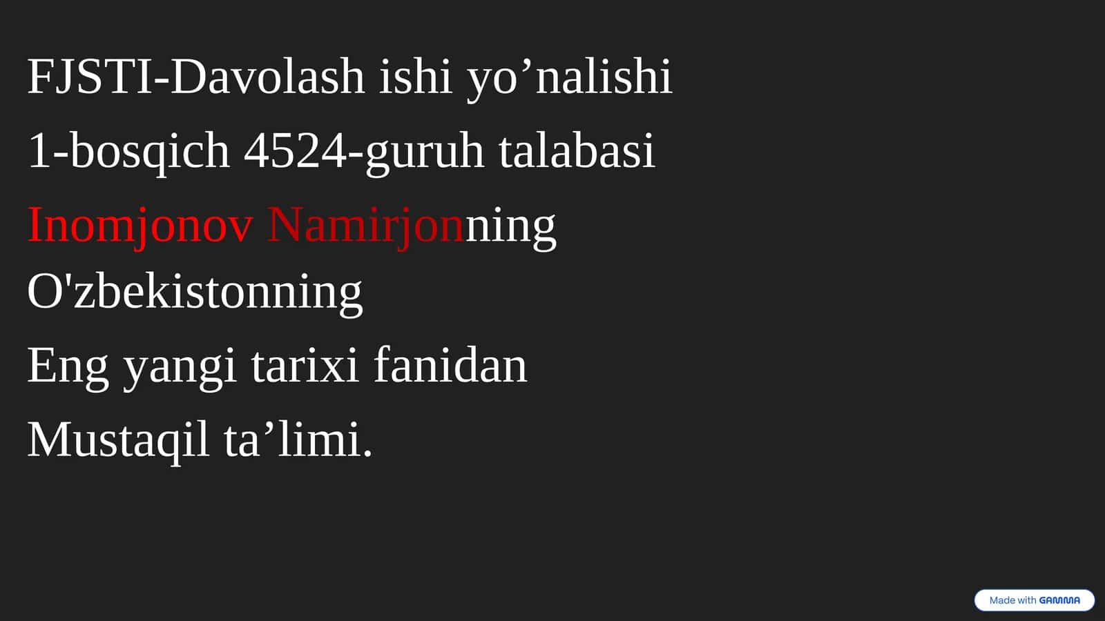 FJSTI-Davolashishiyo’nalishi