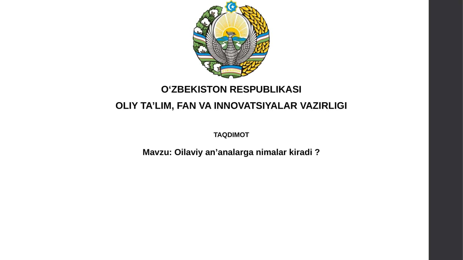 Oilaviy urf-odatlar
