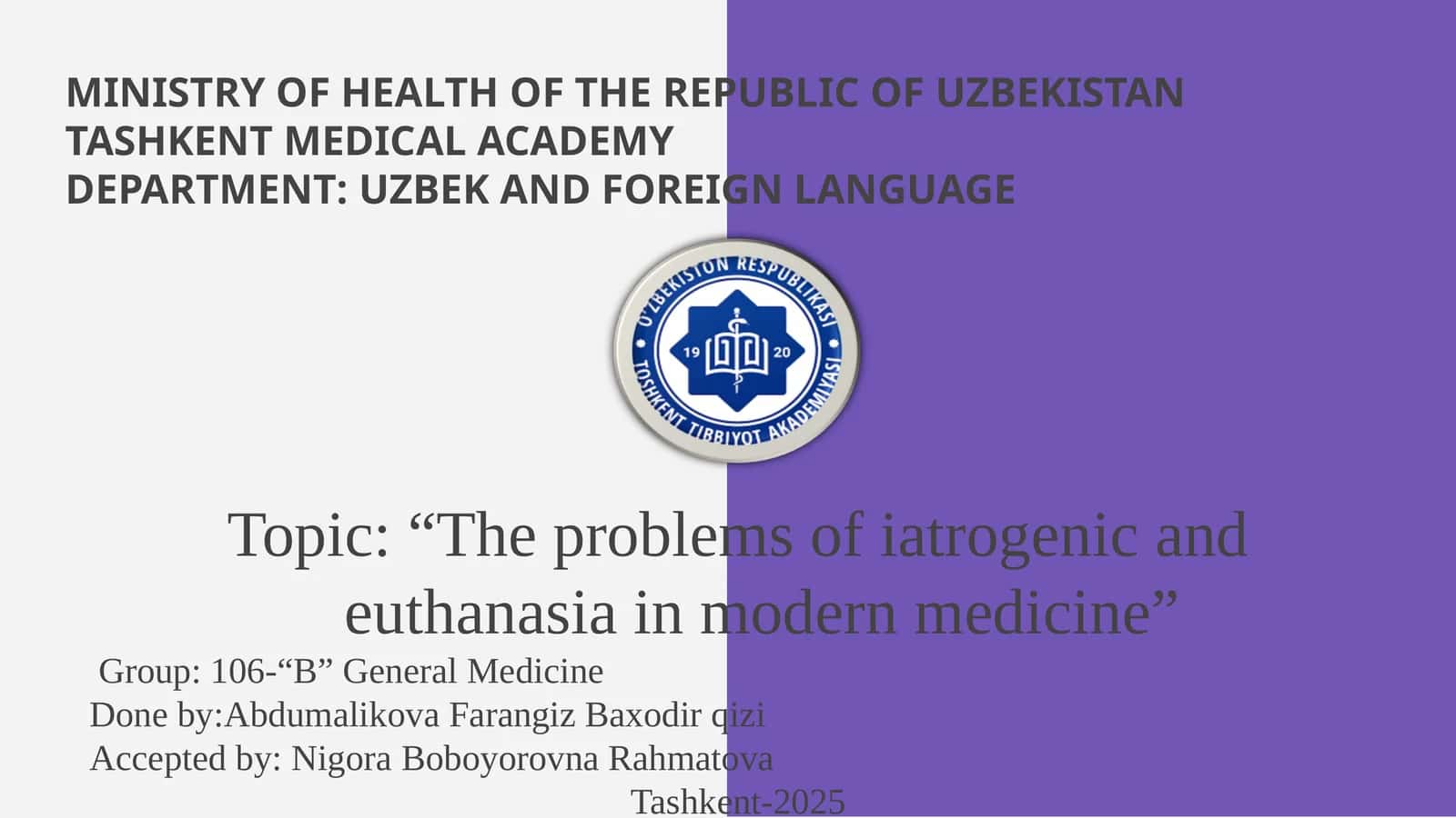 The problems of iatrogenic and euthanasia in modern medicine