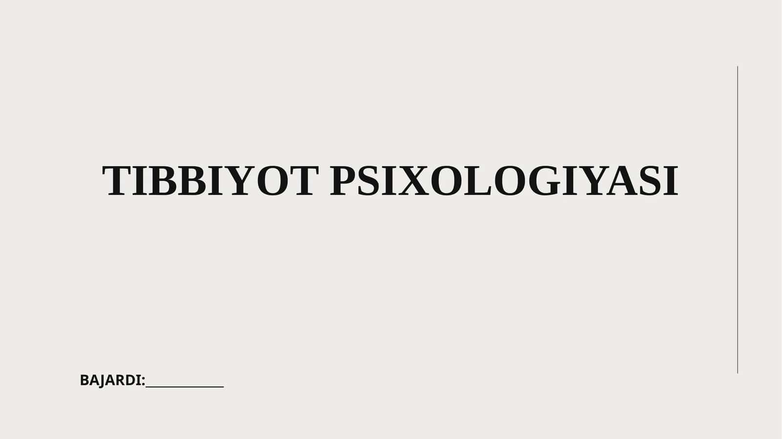 TIBBIYOT PSIXOLOGIYASI