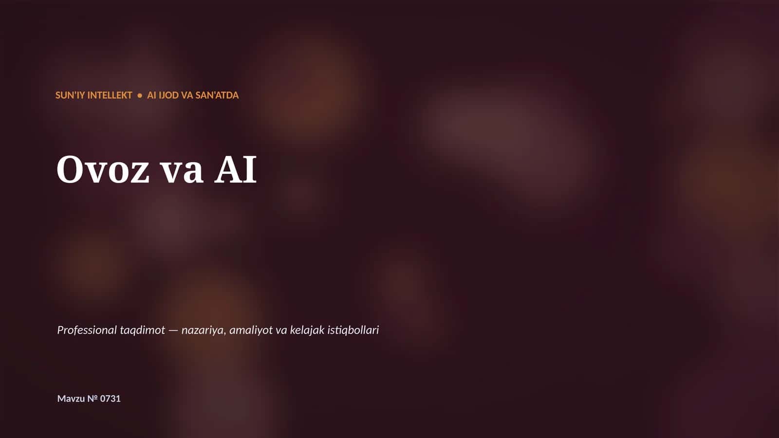 SUN'IY INTELLEKT • AI IJOD VA SAN'ATDA