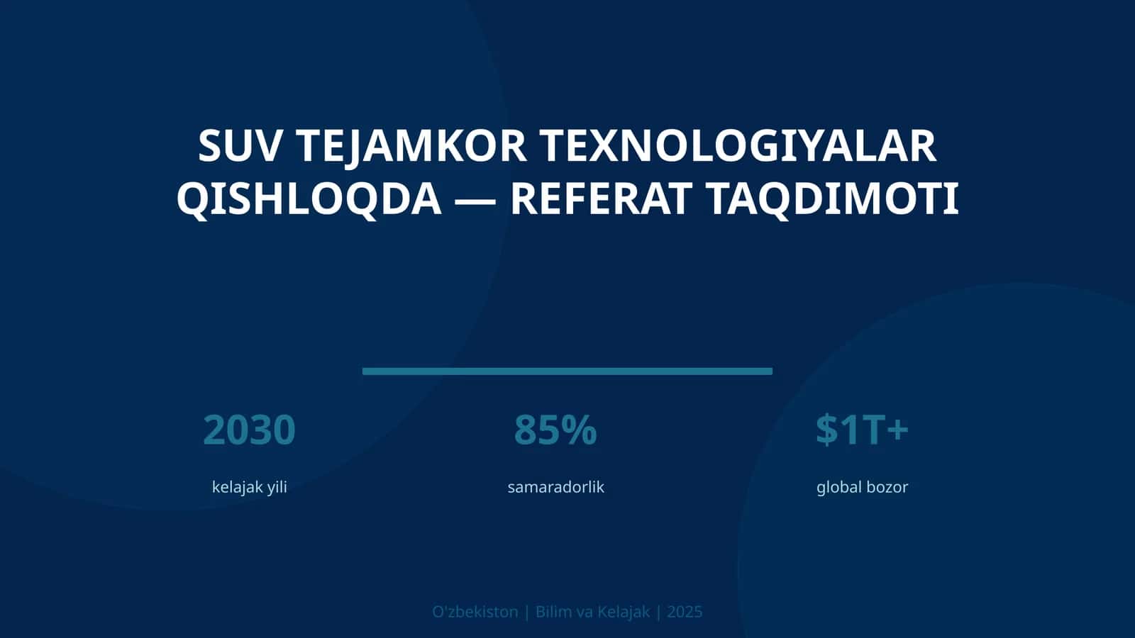 Suv tejamkor texnologiyalar qishloqda — referat taqdimoti