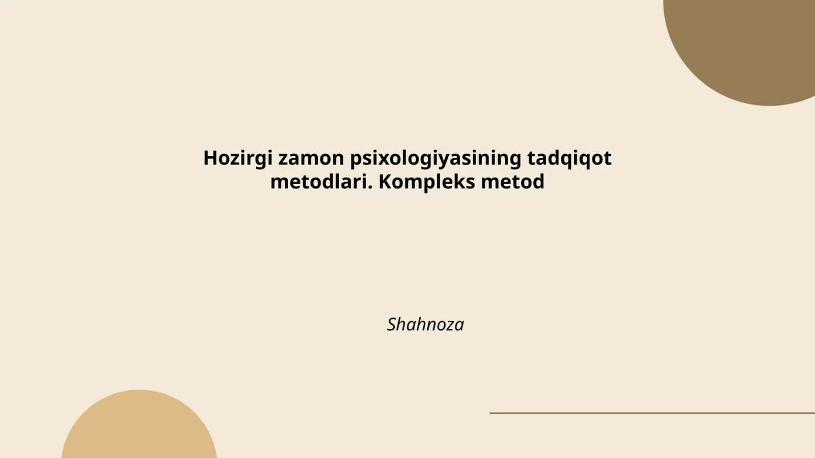 Hozirgi zamon psixologiyasining tadqiqot metodlari