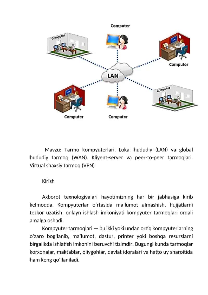 Tarmoq turlari va topologiyalari