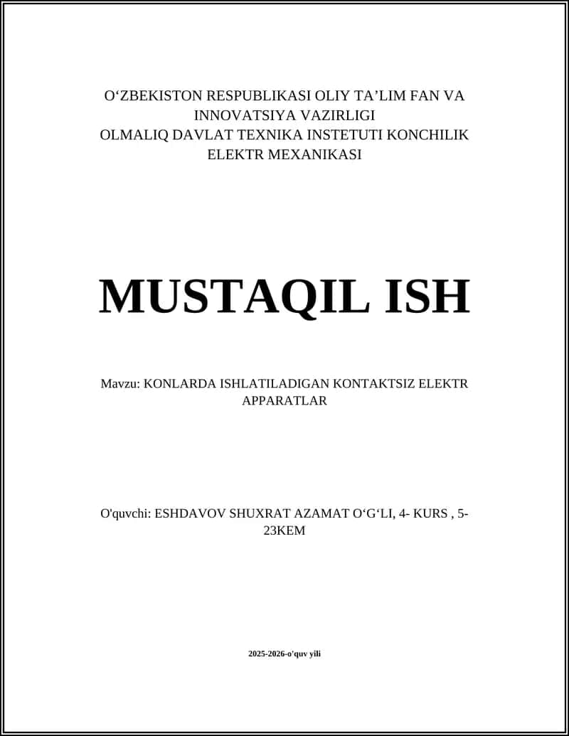KONLARDA ISHLATILADIGAN KONTAKTSIZ YAQINLIK SENSORLARI
