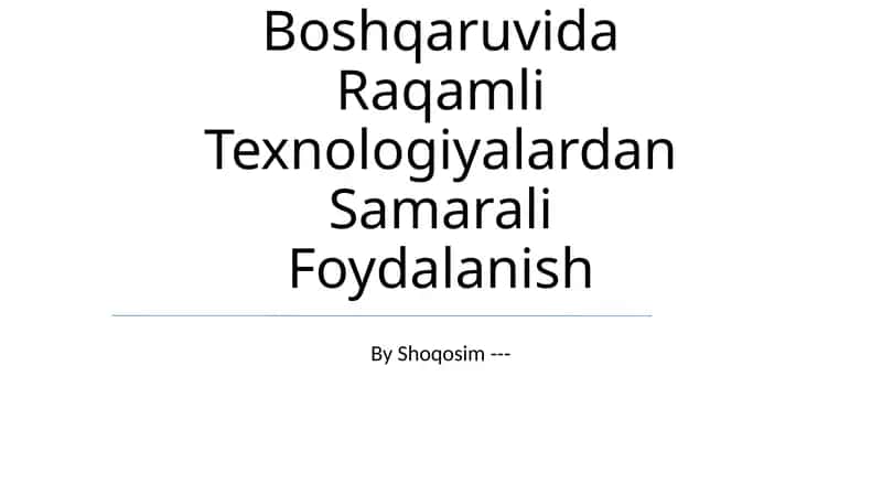 Raqamli Texnologiyalar