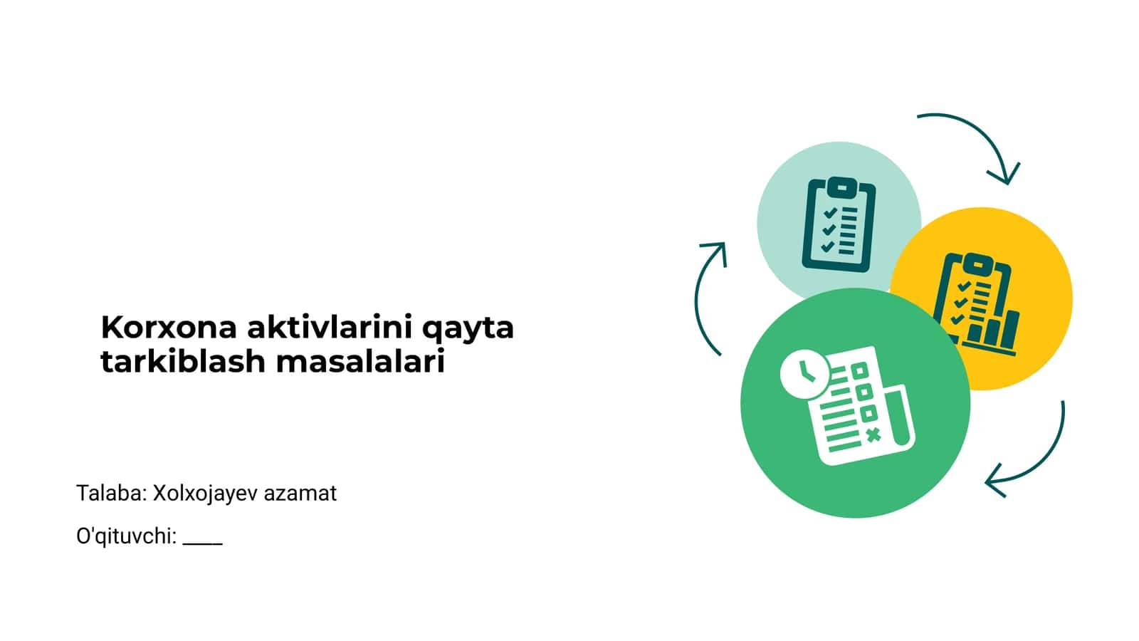 Korxona aktivlarini qayta tarkiblash masalalari