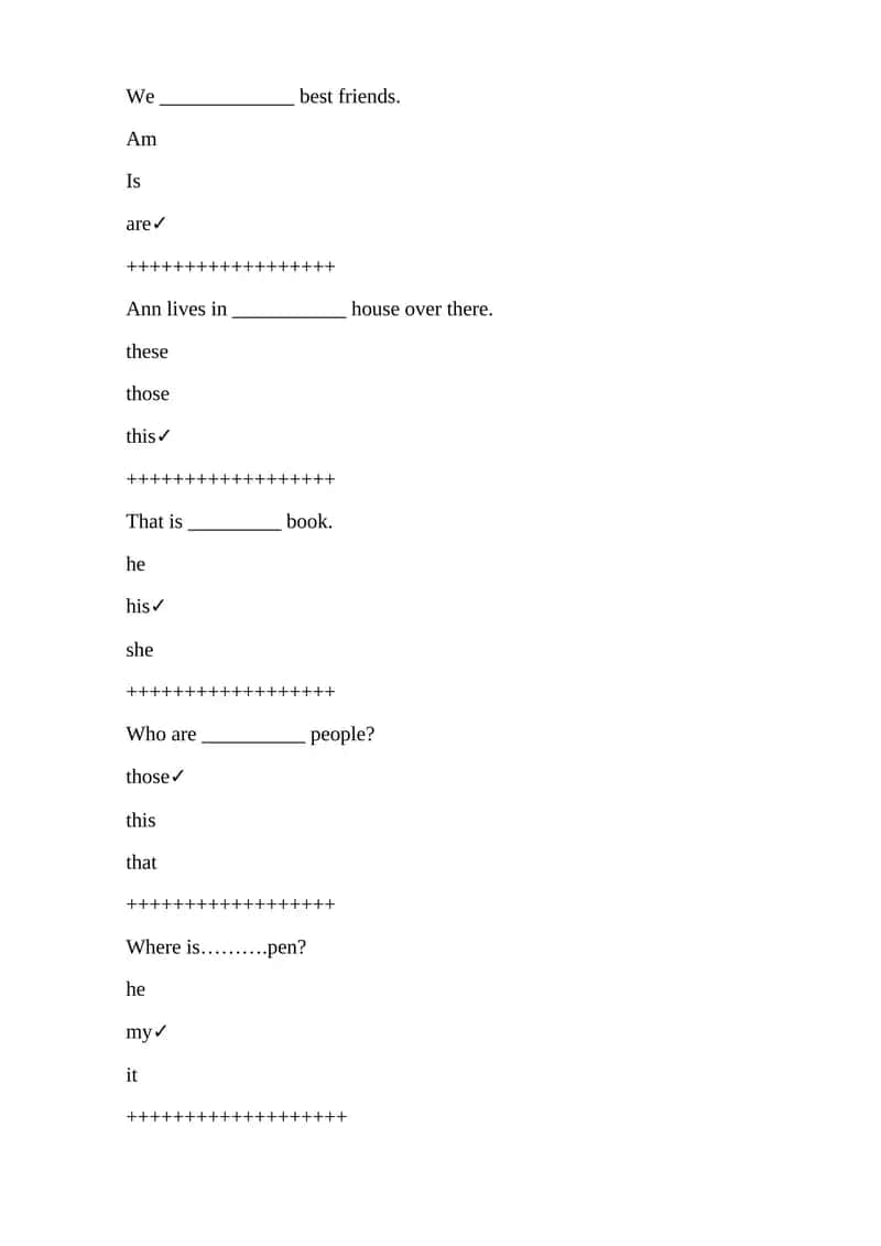 Grammatical exercises