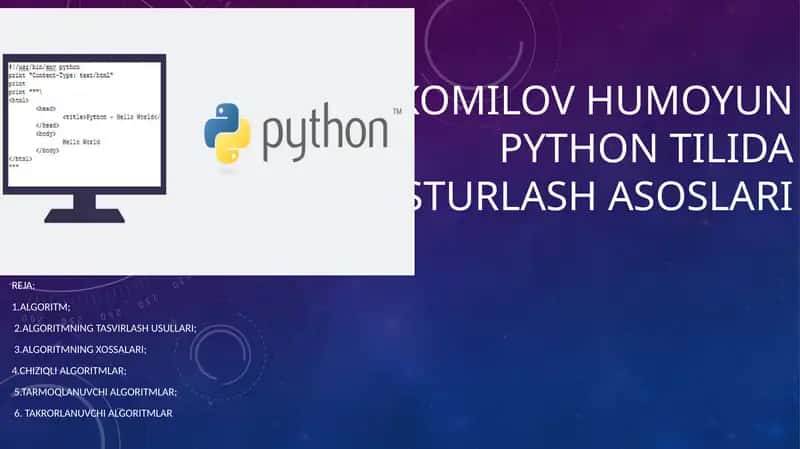 PYTHONtili dasturlash asoslari