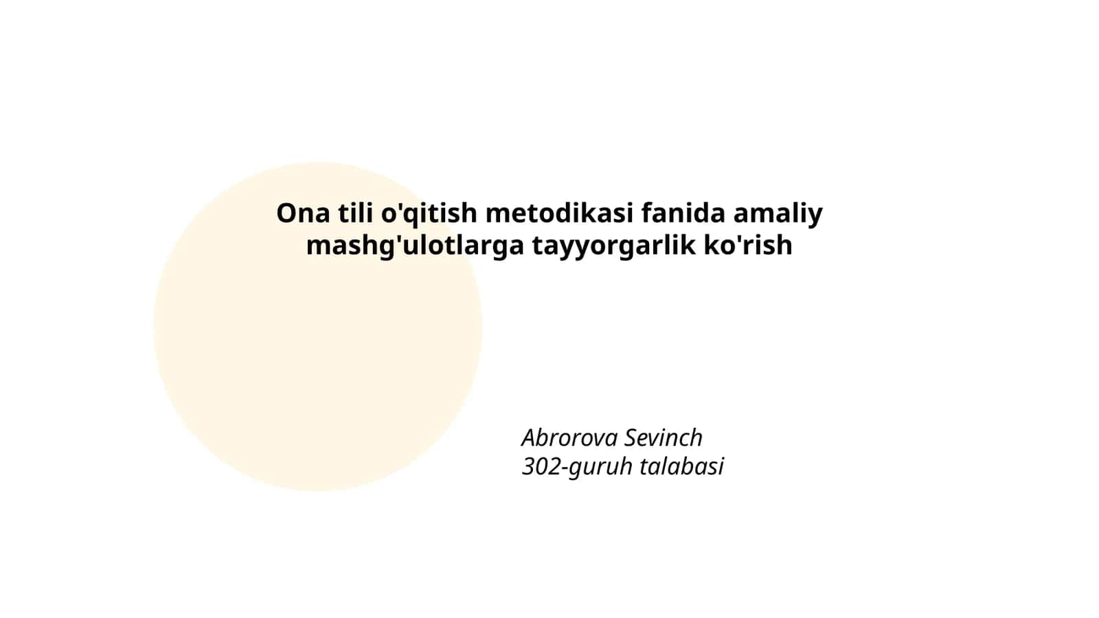 Ona tili o'qitish metodikasi fanida amaliy mashg'ulotlarga tayyorgarlik ko'rish