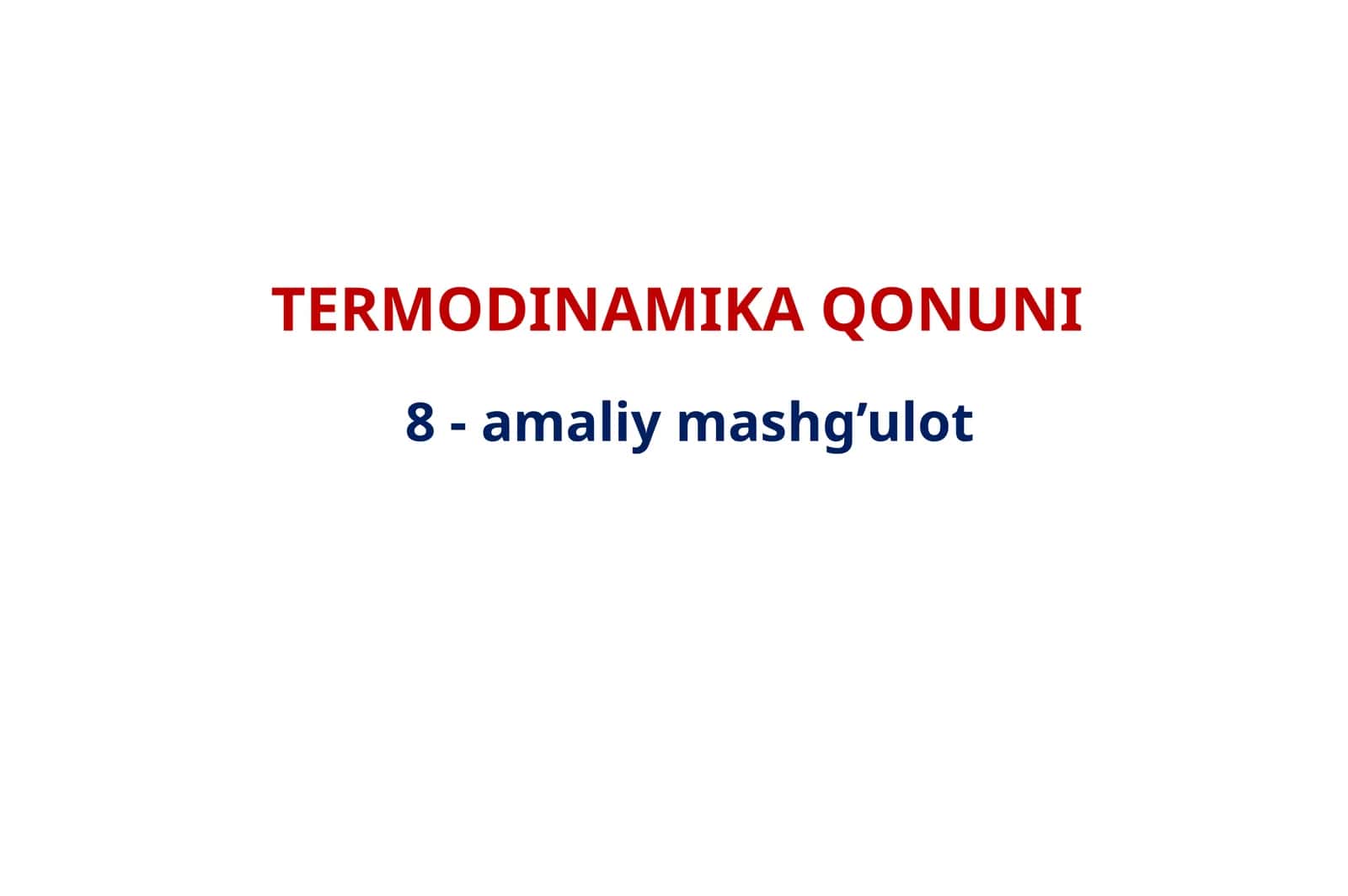 TERMODINAMIKA QONUNI