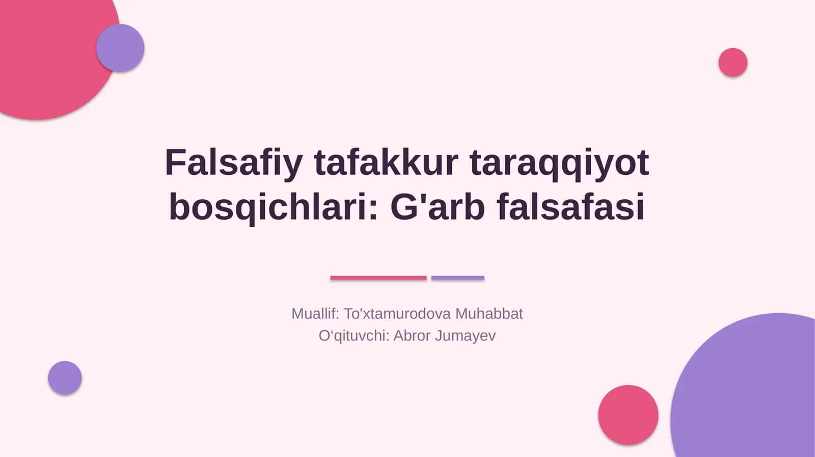 Falsafiy tafakkur taraqqiyot bosqichlari: G'arb falsafasi