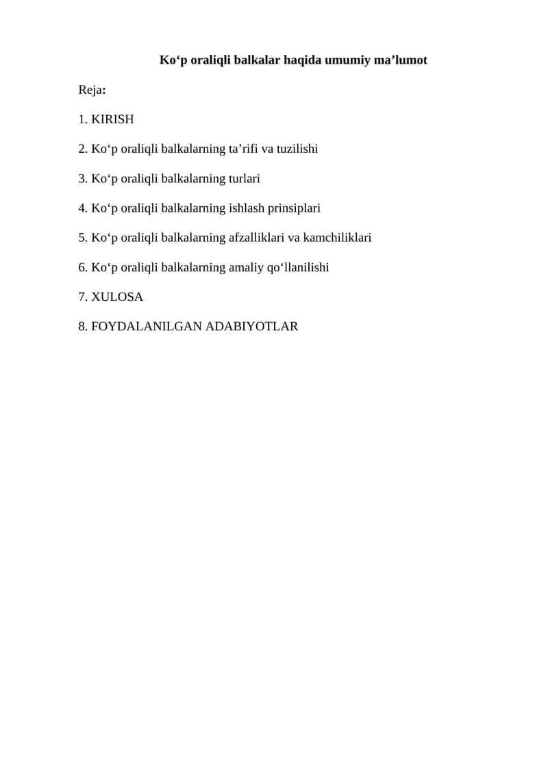 Ko‘p oraliqli balkalar