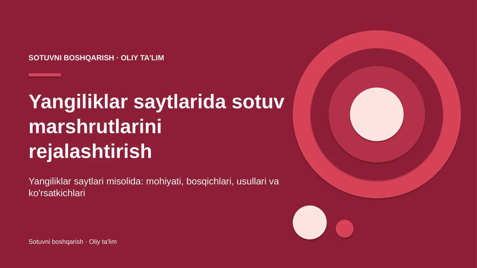 Yangiliklar saytlarida sotuv marshrutlarini rejalashtirish