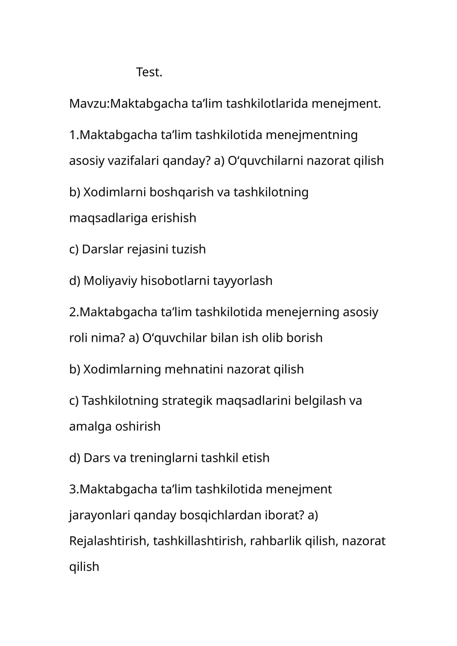 Maktabgacha taʼlim tashkilotlarida menejment