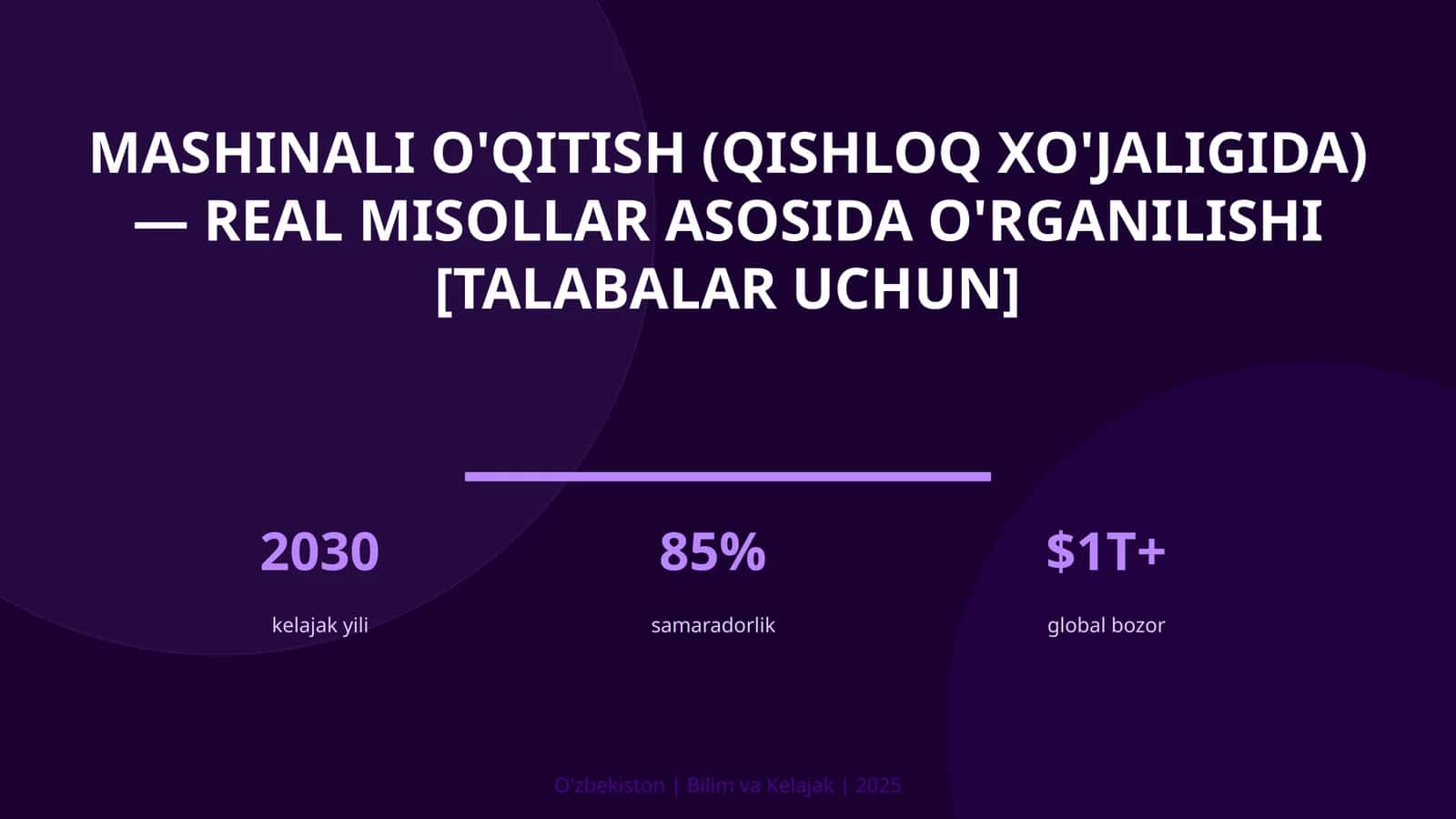 Mashinali o'qitish (qishloq xo'jaligida) — real misollar asosida o'rganilishi [talabalar uchun]