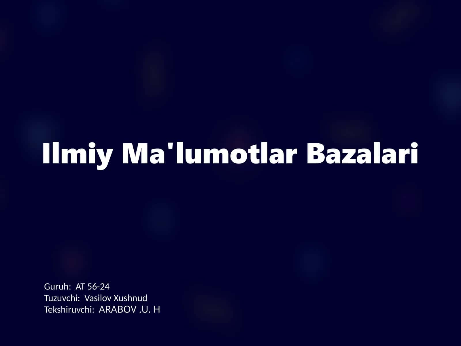 Ilmiy Ma'lumotlar Bazalari