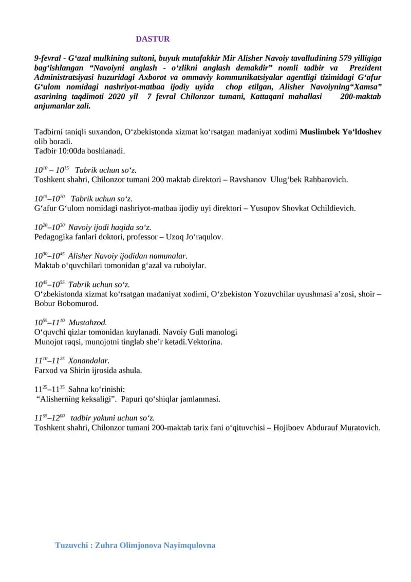 Navoiyni anglash - o‘zlikni anglash demakdir