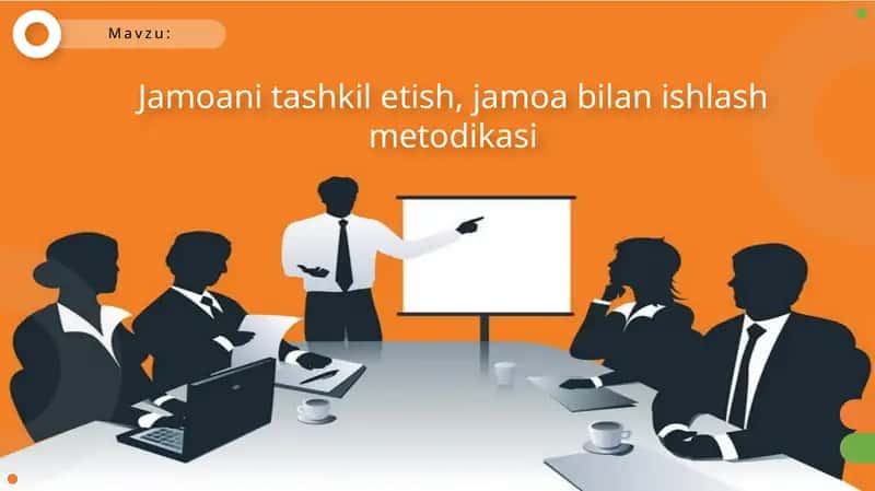 Jamoani tashkil etish, jamoa bilan ishlash metodikasi