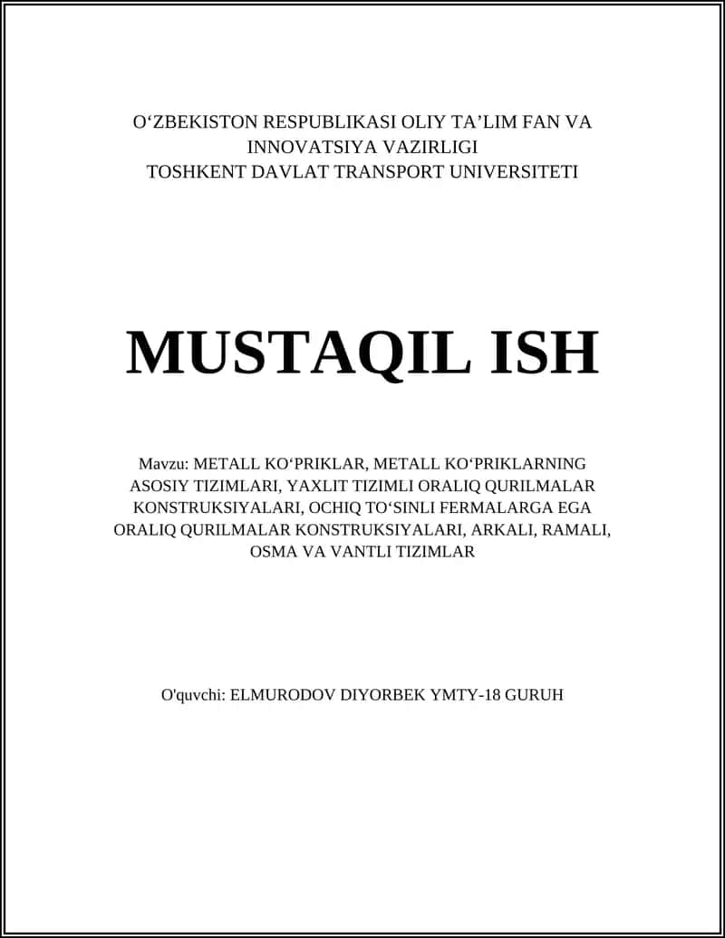 METALL KOʻPRIKLAR