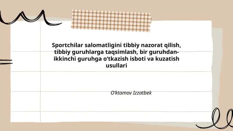 Sportchilar salomatligini tibbiy nazorat qilish