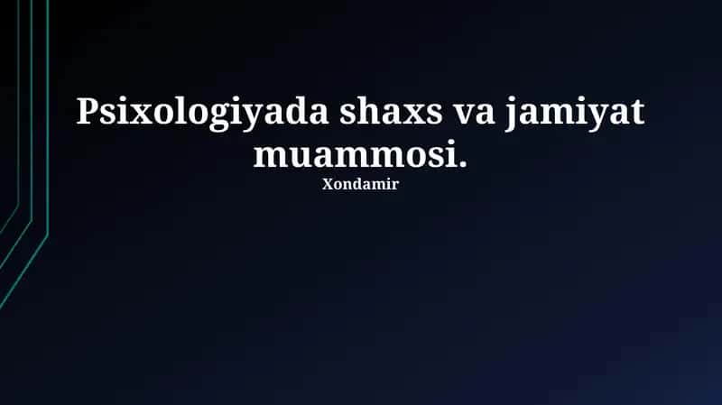 Shaxs va Jamiyat: Psixologik Mohiyat