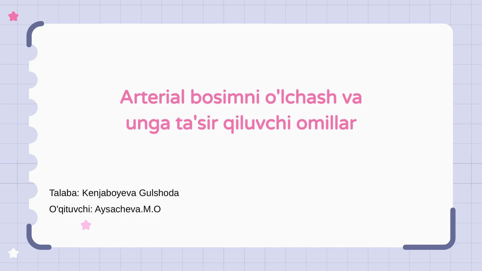 Arterial bosimni o'lchash va unga ta'sir qiluvchi omillar