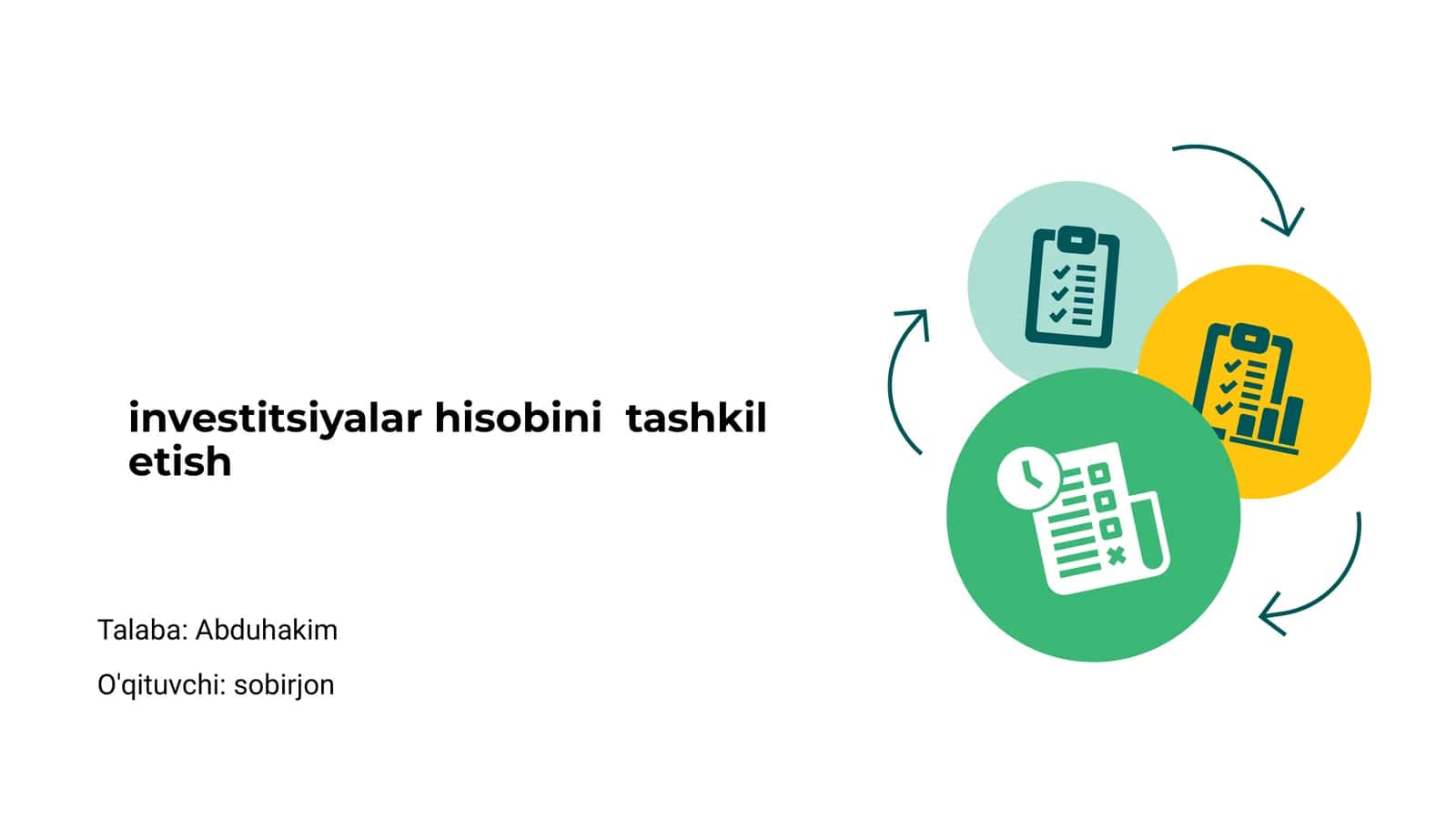 Investitsiyalar hisobini tashkil etish