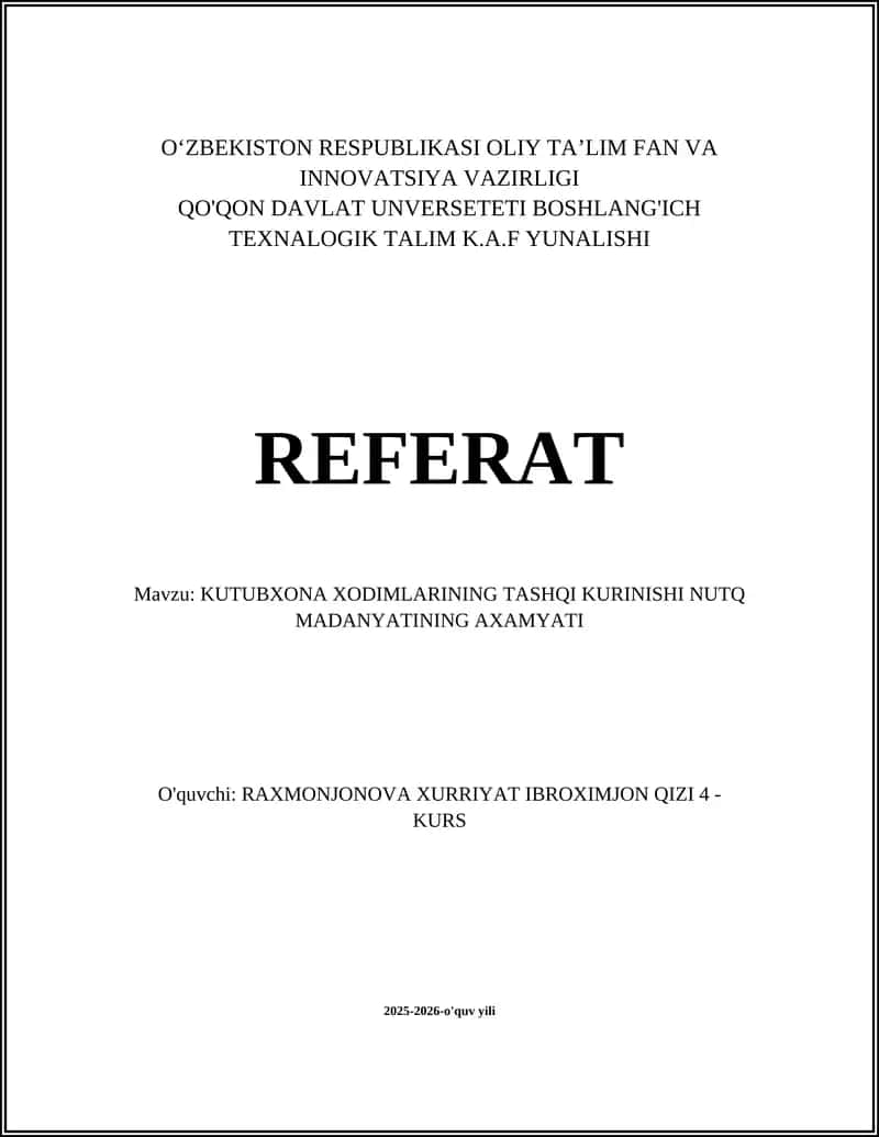 Kutubxona xodimlarining tashqi ko'rinishining kutubxona obro'siga ta'siri