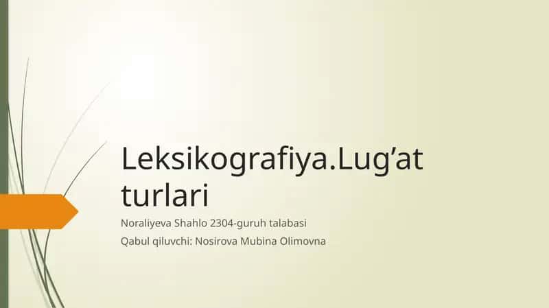 O‘zbektilidagi lug‘at turlari