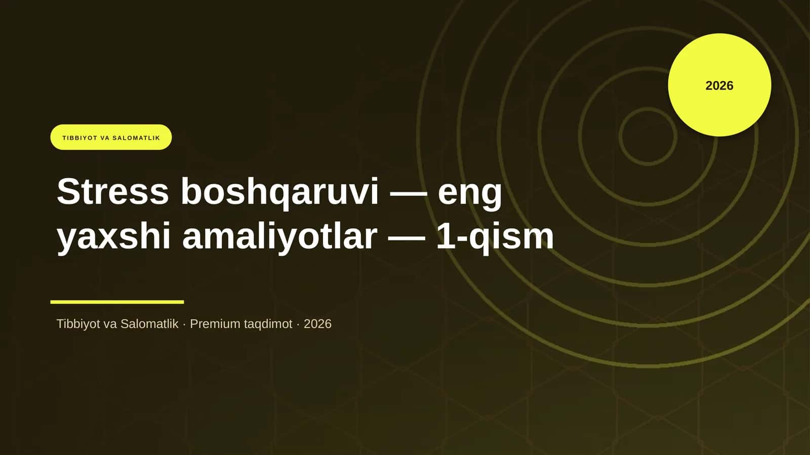 Stress boshqaruvi — eng yaxshi amaliyotlar — 1-qism