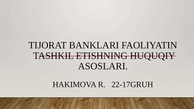 Tijoratbanklar faoliyatini tashkilot islohotlari