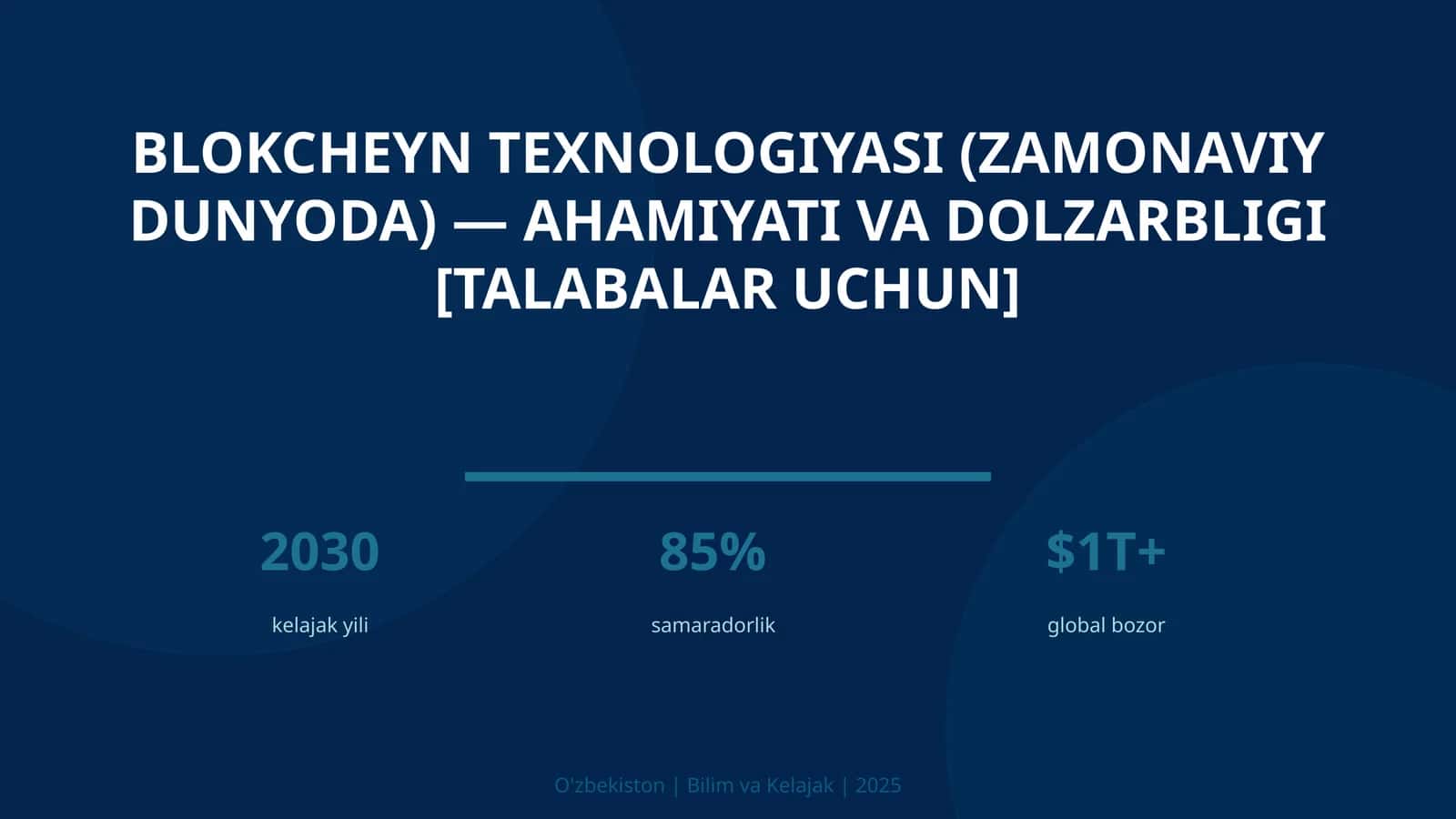 Blokcheyn texnologiyasi (zamonaviy dunyoda) — ahamiyati va dolzarbligi [talabalar uchun]