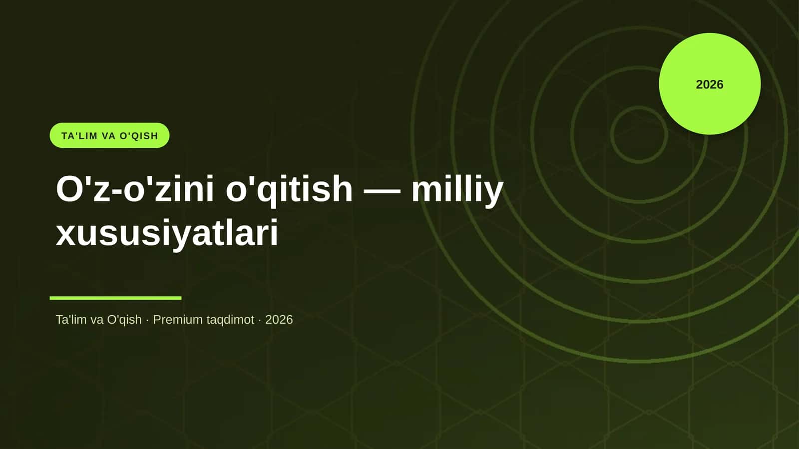 O'z-o'zini o'qitish — milliy xususiyatlari
