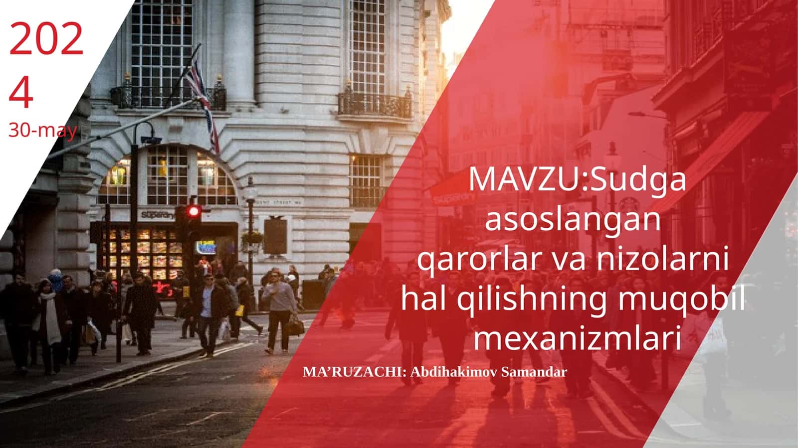 Sud asosida hal qilish, xalqaro sudlarning roli, nizolarni muqobil halqilish bo'yicha asosiy masal