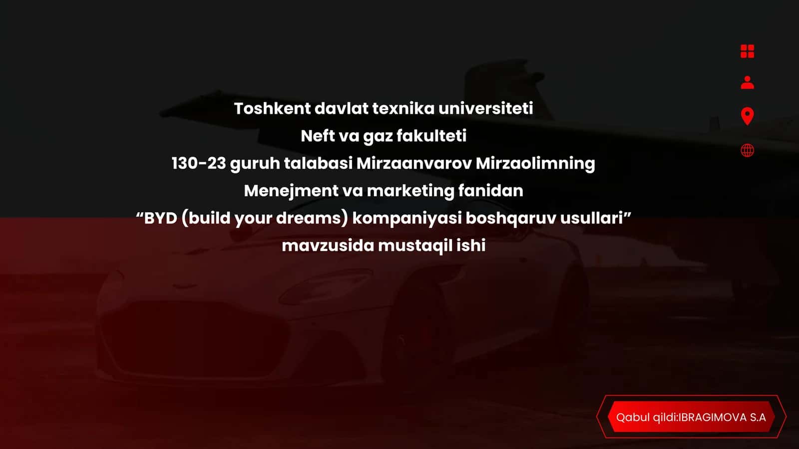 BYD KOMPANIYASI BOSHQARUV USULLARI VA USLUBI