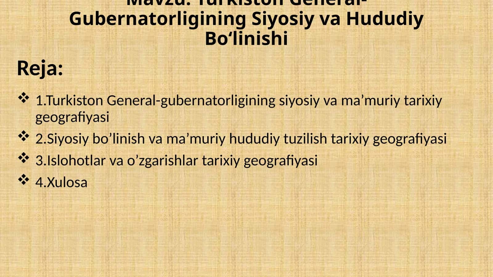 Turkiston General-Gubernatorligining Siyosiy va Hududiy Bo‘linishi