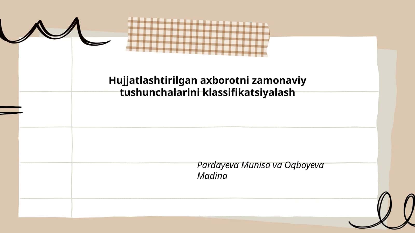 Hujjatlashtirilgan axborotni zamonaviy tushunchalarini klassifikatsiyalash
