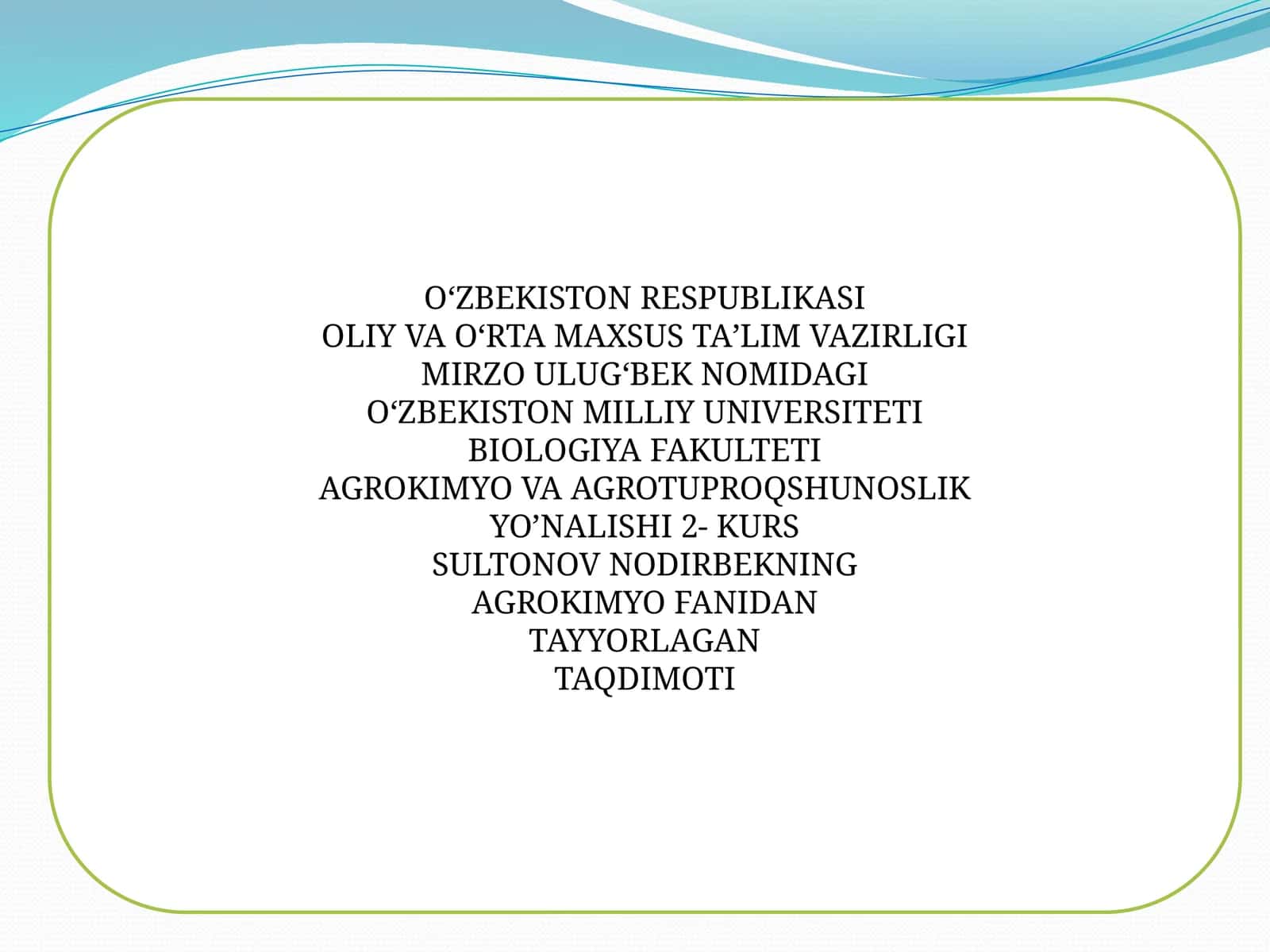 TAYYORLAGAN TAQDIMOTI