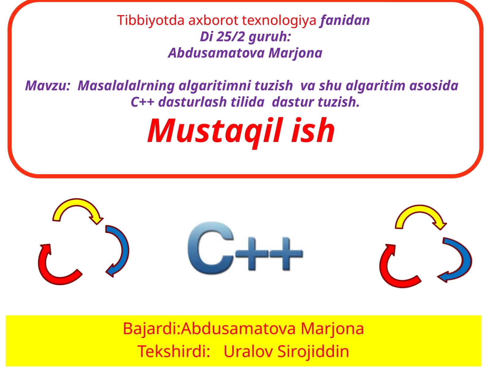 Tibbiyotda axborot texnologiya fanidan