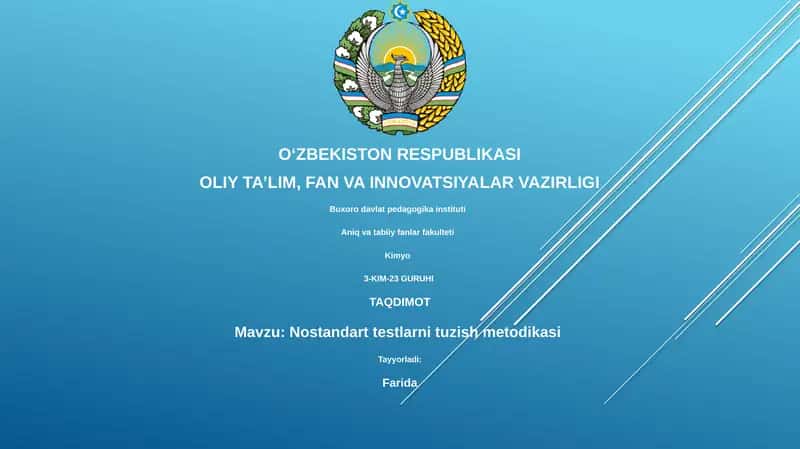 Nostandart testlarni tuzish metodikasi