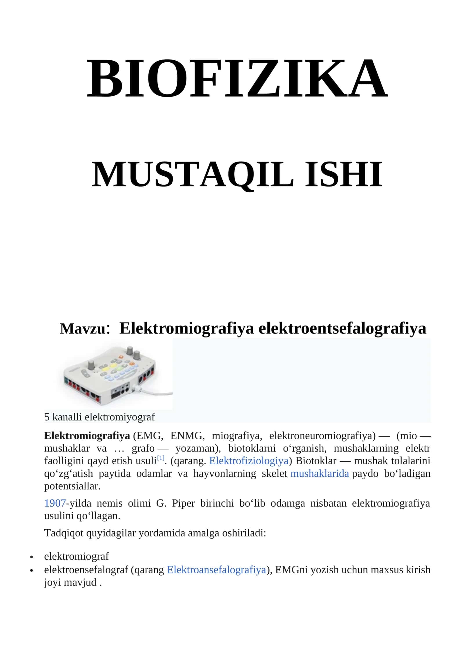 Elektromiografiya elektroentsefalografiya
