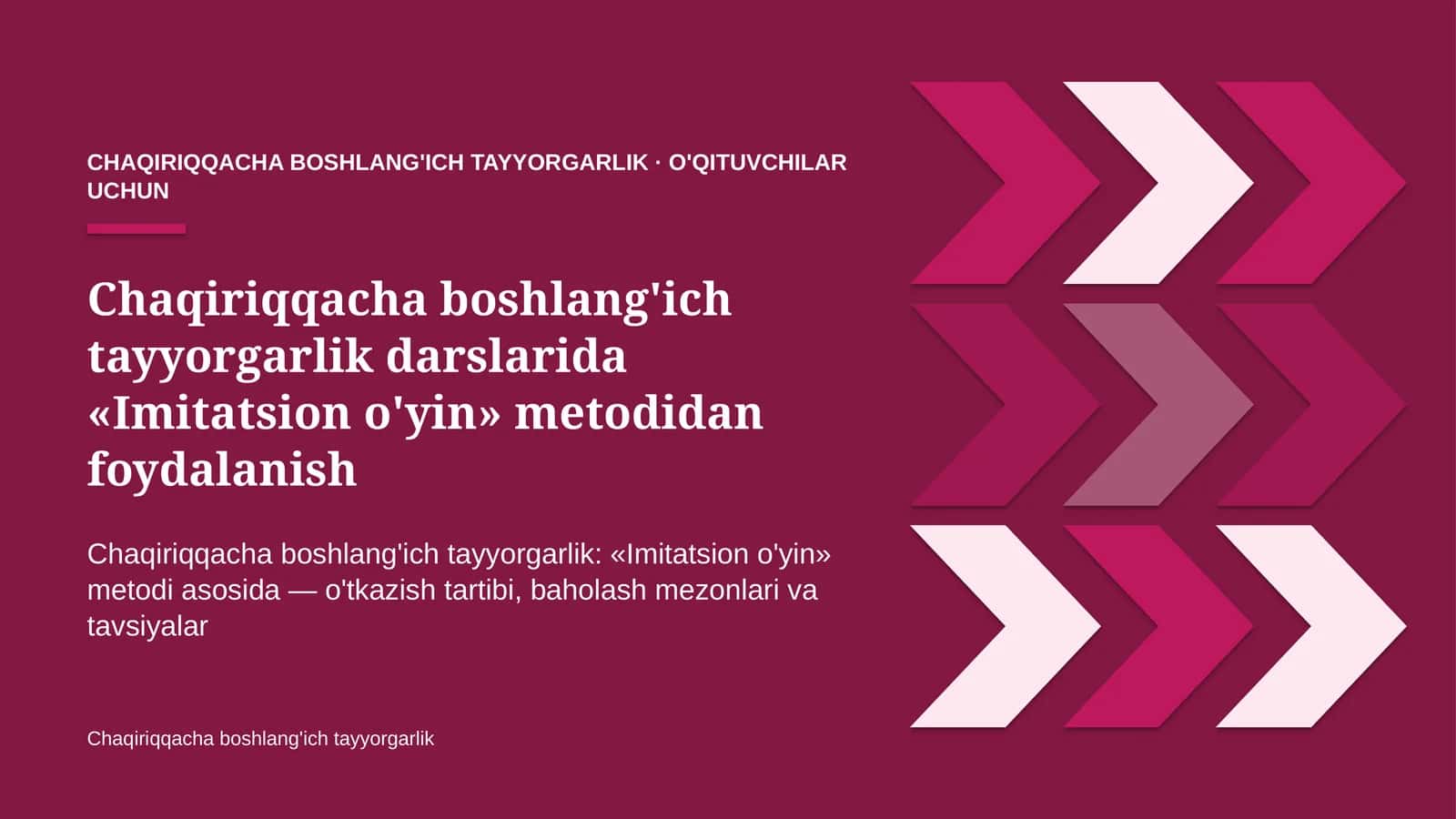 chaqiriqqacha boshlang'ich tayyorgarlik darslarida imitatsion o'yin metodidan foydalanish 4923