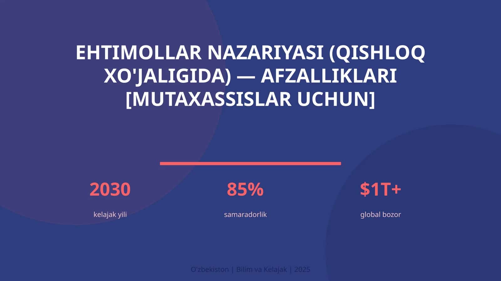 EHTIMOLLAR NAZARIYASI (QISHLOQ XO'JALIGIDA) — AFZALLIKLARI [MUTAXASSISLAR UCHUN]