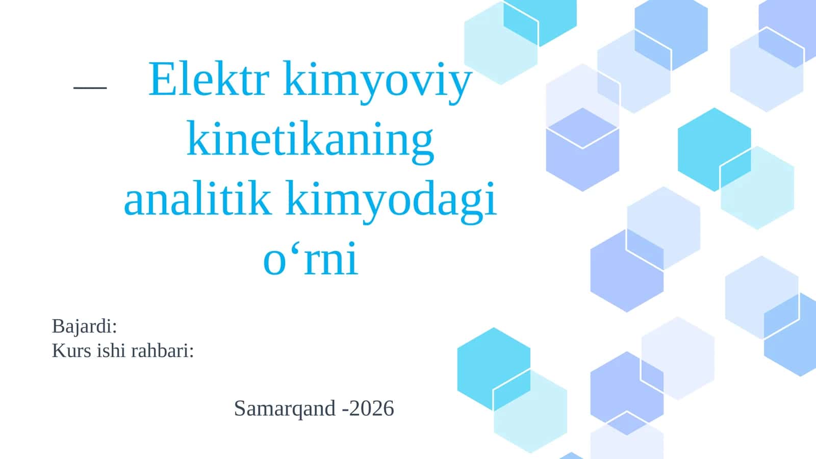 Elektr kimyoviy kinetikaning  analitik kimyodagi oʻrni