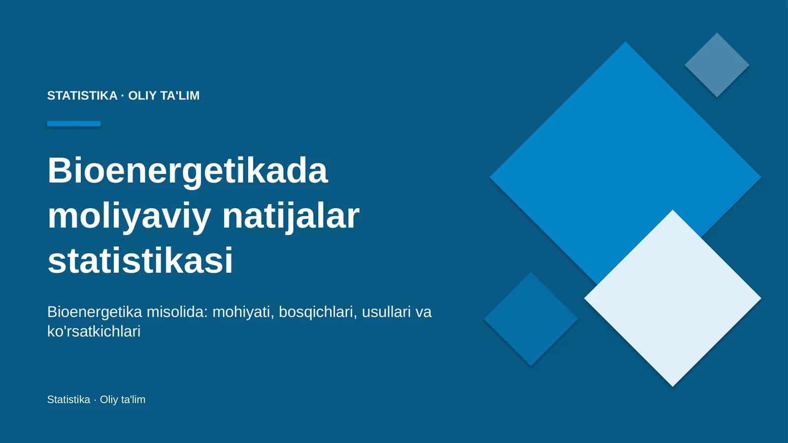 Bioenergetikada moliyaviy natijalar statistikasi