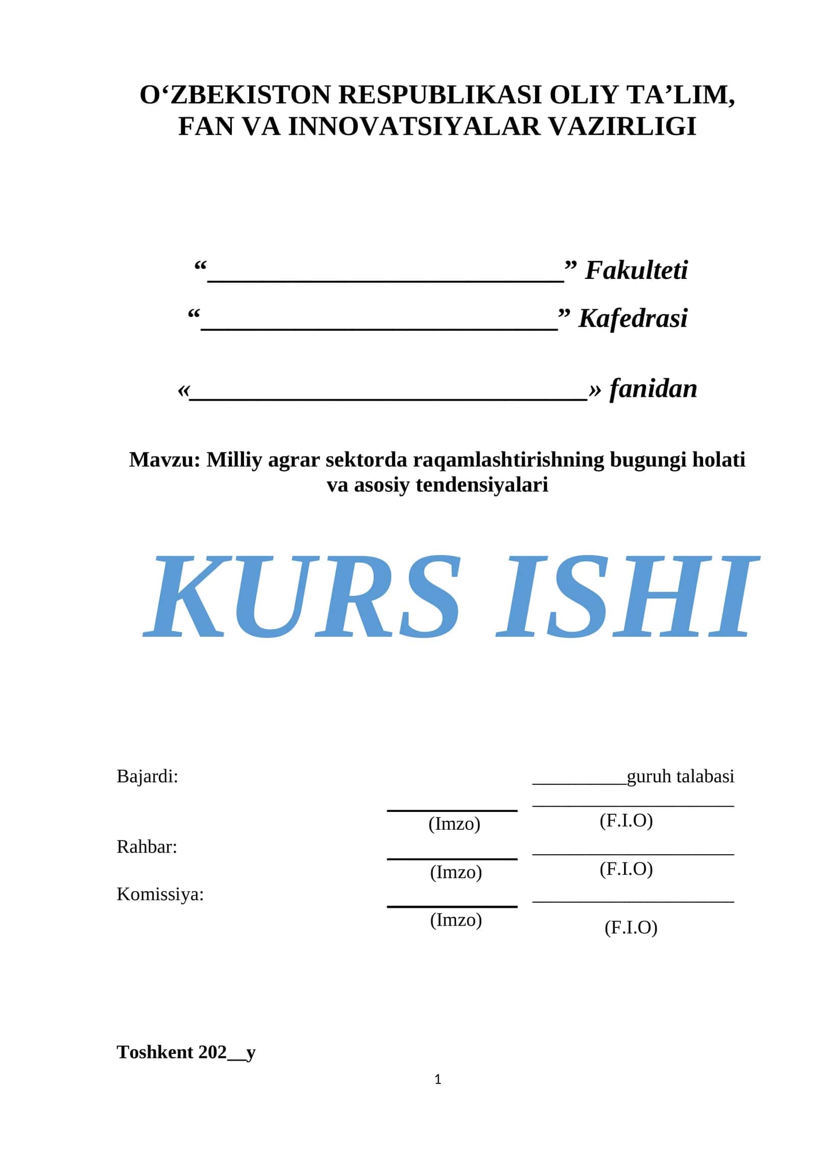 Milliy agrar sektorda raqamlashtirishning bugungi holati va asosiy tendensiyalari