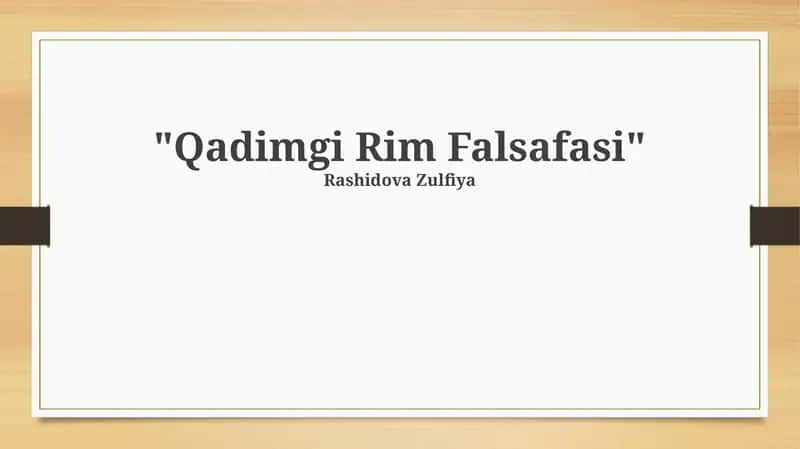 Qadimgi Rim Falsafasi