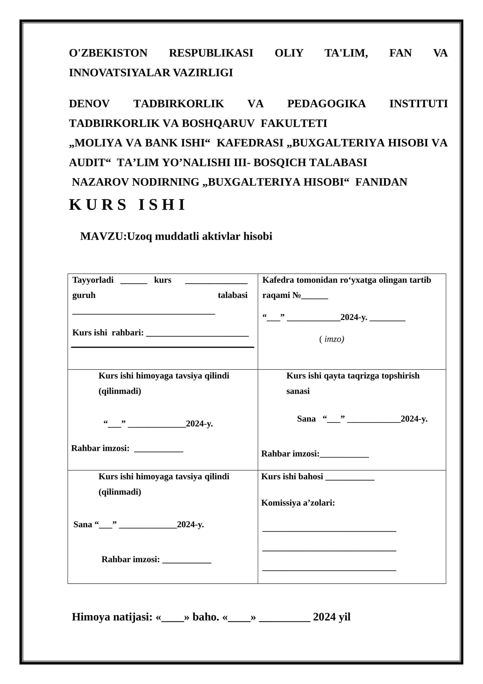 Uzoq muddatli aktivlar hisobi